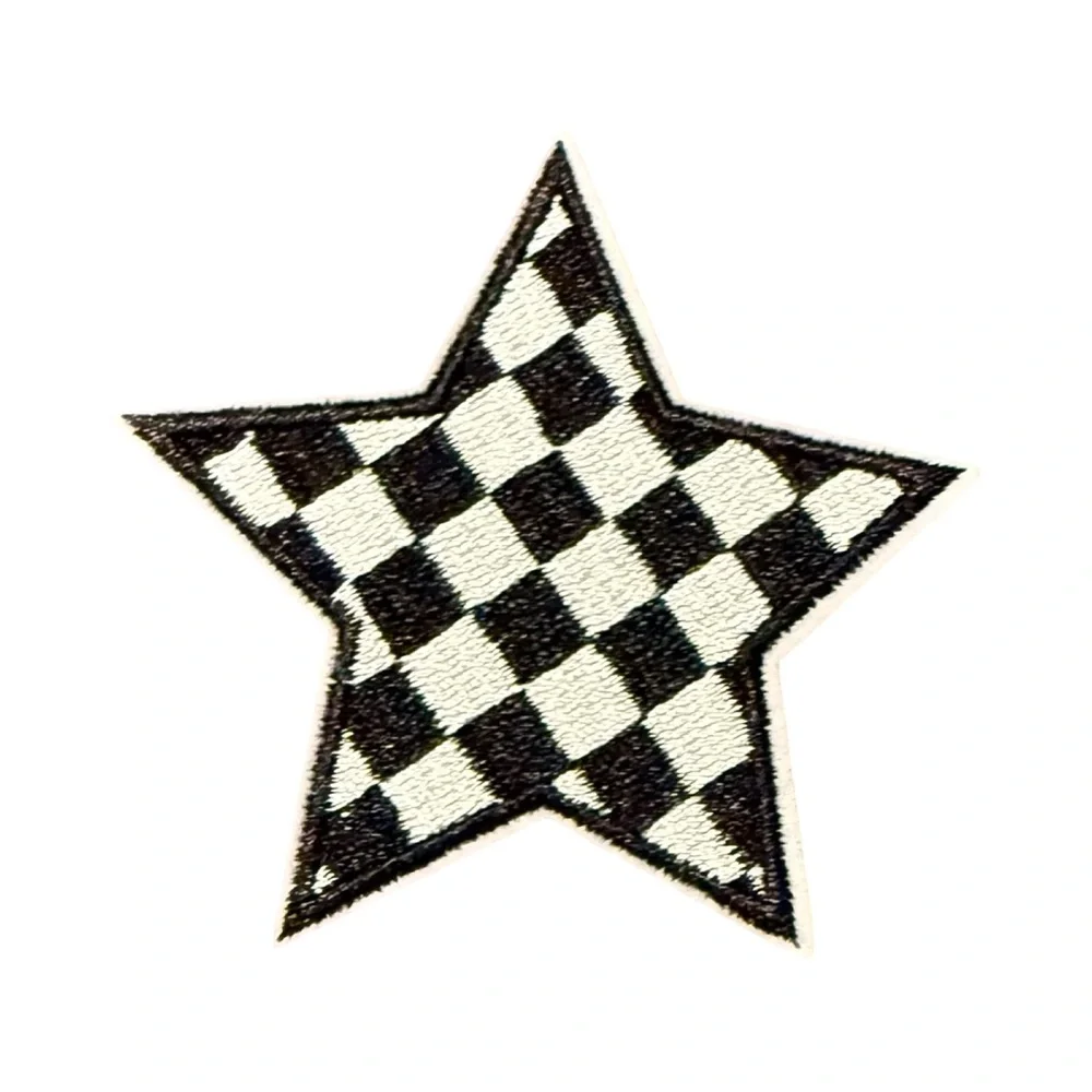 Iron On Patch Lot Racing Checker Hearts Star Coquette Y2K Crafts‎